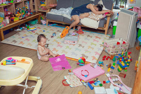 Mess, Disorder and Interior Concept - View of Messy Home Kids Room