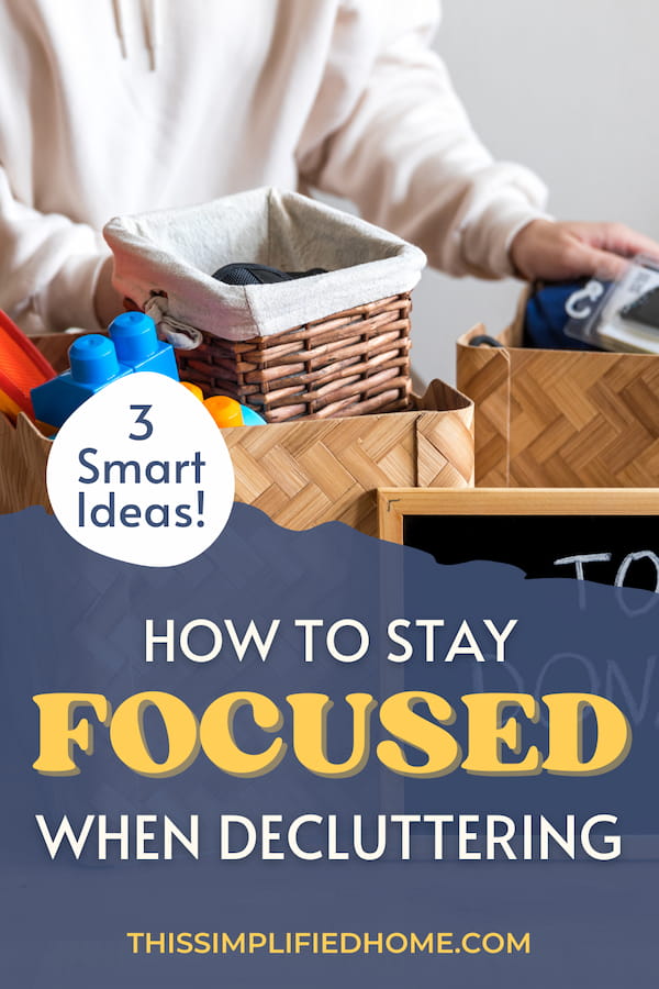 Person putting things into baskets as they declutter.